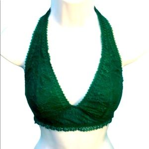 VICTORIA’S SECRET EMERALD GREEN LACE BRALETTE • S/P